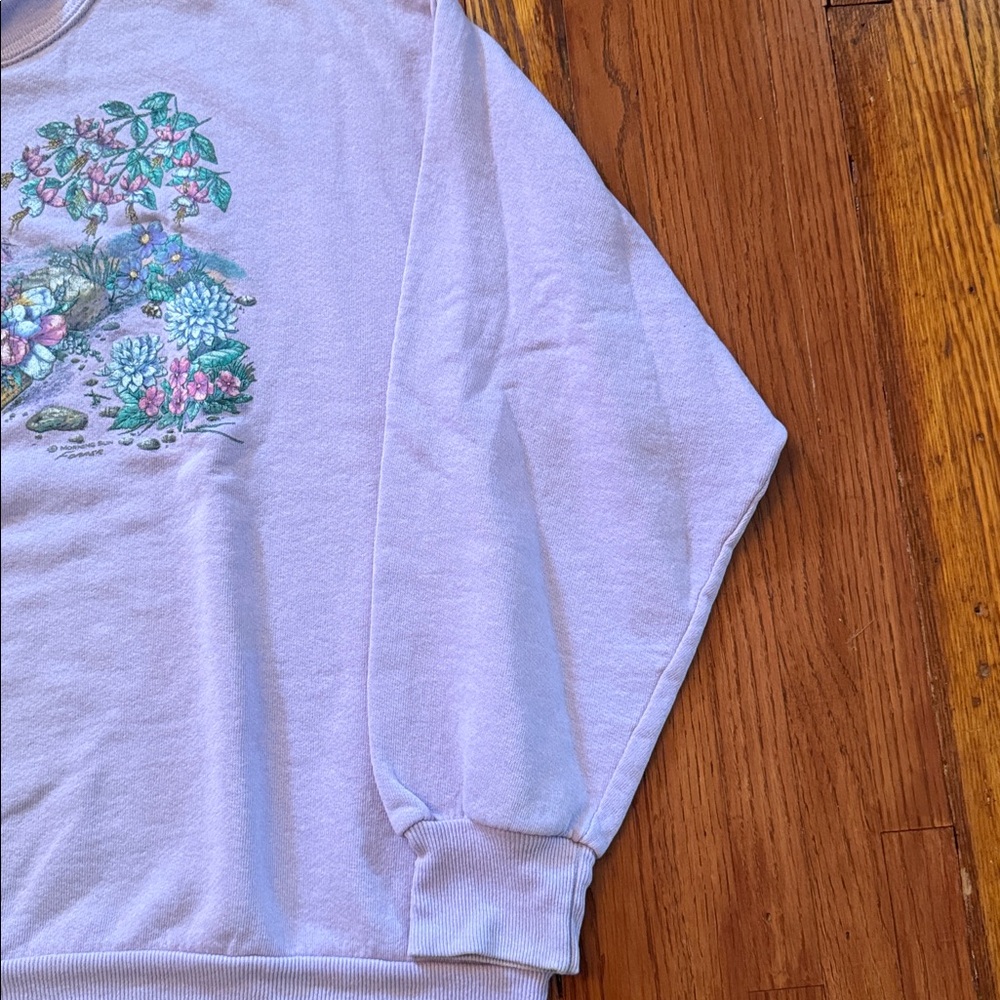 90’s Floral Hummingbird Vintage Granny Crewneck Sweater - Picture 5 of 10